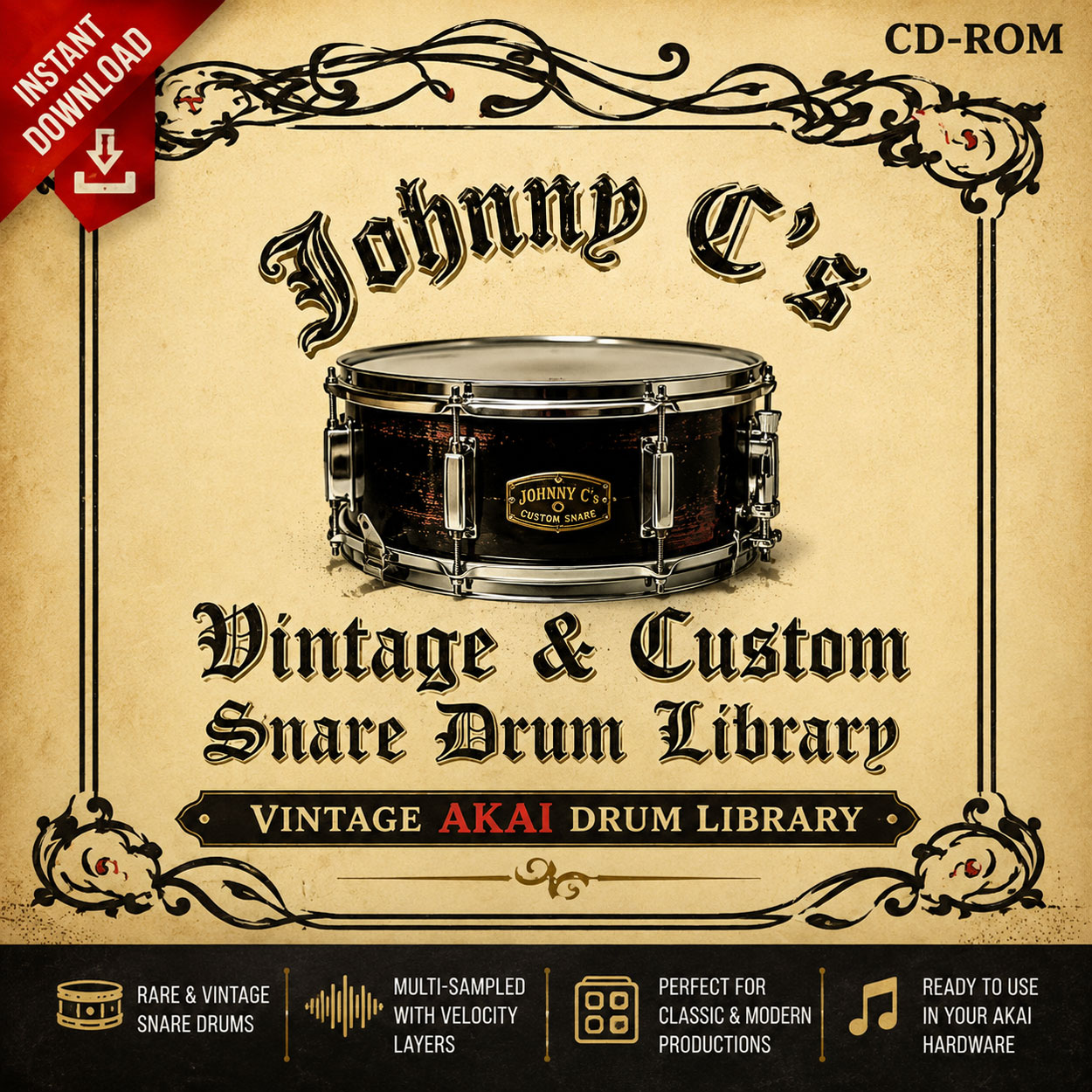 Johnny C Vintage Custom Snare Drum Library Johnny C Vintage Custom Snare Drum Library